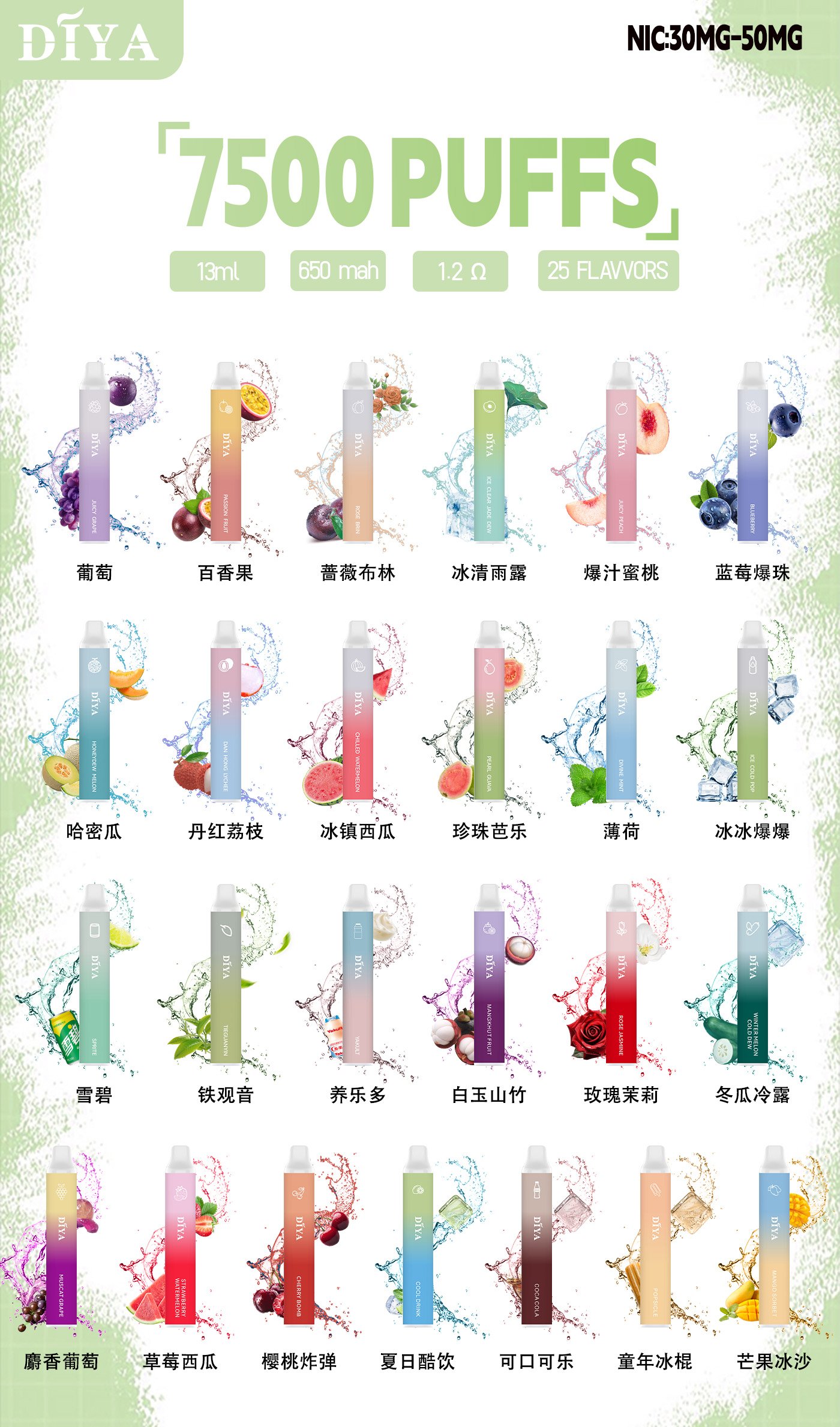 叮啞抛棄式7500口可充電 💖水果味還原度極高💖 CP值拉滿 零故障 限時活動【滿十送一】